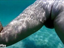 Creampie underwater, cum dump swimming after beach fuckfest