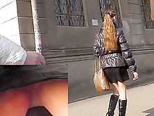 Real upskirt (fake) pantyhose clip filmed in the public bus