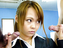 Sexy Japanese In Pantyhose Sucking Cocks In Office