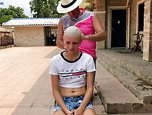 Lustful smooth hairless shaved cutie has DP in all holes! Male+Male+Female DP,  double snatch bang,  double anal and cum on shaved