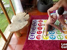 A Undress Twister game with Amelia and Lucas