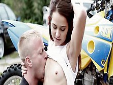 Cute Teen And Motorbike