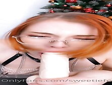 Little Redhead Slut Sucking A Huge Dildo