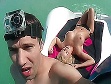 Hot Blonde Big Sexy Tits Threesome Sex On Pedal Boat