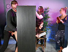 Valentina Bianco gets pounded standing doggy style in the library