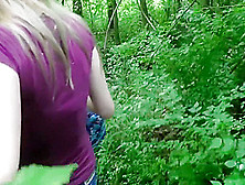 Cute Blonde Sucks Dick In The Woods