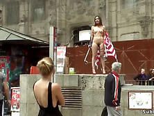 American Tourist In Public Outdoor With Juliette March