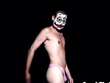 Frock The World - Kinky Masked Clown Teases His Asshole And Floppy Dick