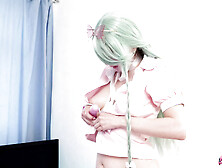 Naughty slutty teen Angelica Heaven moans while gaping her booty hole.