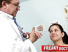 Hot czech brunette Monika gets fingered by daddy doctor