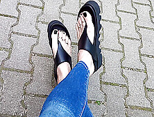 I Walk Around And Show Off My Feet In Sexy Platform Flip Flops