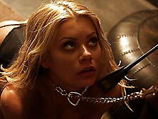 Two sexy blondies,  riley and kayden,  in a hot femdom corset scene.