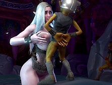 Thick Elf Giving a Boobjob in the Goblin Cave