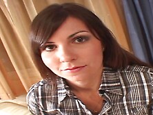 Small tits brunette fucking a monster cock and eating its sperm load