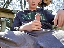 Twink Stoner Works His Boner In Public Outdoors