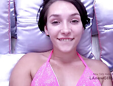 Super Cute Teenage Darkhaired Babe Rides Big Penis In Studio