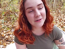 Ersties - Cute American Beauty Autumn Plays With A Glass Sex Toy Outdoors