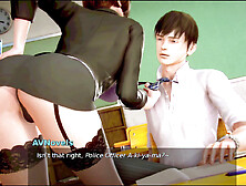 Waifu Academy adventure with a hot brunette tutor showing off her curves