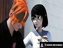 HENTAI SEX SCHOOL - Hentai Students Fuck In Public & Lesbian Scissor In Private Locker Room!