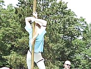 Blonde amateur teasing is on the scene the crowd