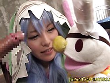 Oriental cosplaybabe blows dude