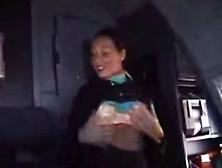 Stewardess strips for crew in flight