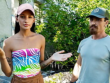 Hunt4K.  Hot Russian Brunette Unleashed Herself And Fucked In Public Ruins In Front Of Her Bf