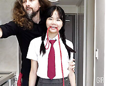 18Yo Thai School Skank Gets Tied Up And,  Suspended,  And Made To Squirt While Wearing Her School Uniform - Baebi Hel