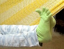 Dayanna,  latina toes in her toe socks,  toe wiggling feet