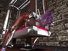 Sissy Is Gagged To A Sex Machine,  In A SADOMASOCHISM Room