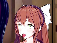 Yuri and Monika Share a Meat in the Club! (SELF PERSPECTIVE) (3D Anime) (Doki Doki Literature Club)