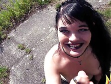 Horny Brunette Chick Enjoys While Getting Fucked Outdoors