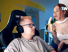 The wife gives a hot sloppy blowjob while her husband is lost in his new game