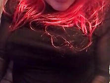 Redhead Cums On Black Dress