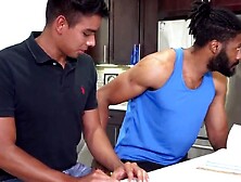 Two Black Studs Tag Teamed On That Cock-Hungry Latino Guy