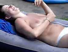 Beautiful Cute Topless Teen @ Pool House Party