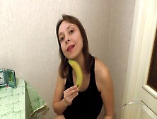 Sabrina Poses And Eats Fruit