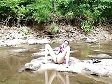 Double Penetration Masturbation At The Creek