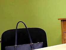 Horny girl Inga Devil spreads wide her legs for the loan officer to see her hungry pu