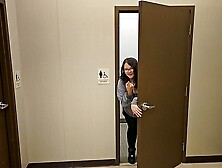 luring stepbrother away from stepmom while shoping to blow and fuck him in the bathroom