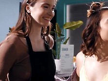 Teenagers Barista Hazel Moore Fucks Her Sexual Gf at Her Job Before Closing For the Night