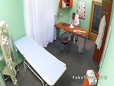 Doctor fucks blonde sales woman in an office