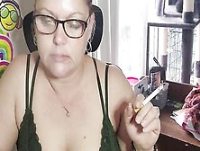 Dark Hair Goddess Smoking Is Beauty Bra After A Long Day!