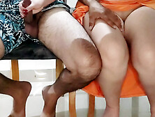 My stepsister's slut got too hot at dinner with our stepdads - we got caught but she kept riding - REAL - CASE