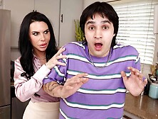 Silicone-boobed brunette Piper Press rammed by long wiener