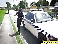 Two Busty Police Officers In Outdoor Action With Black Dude