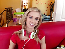 Skinny Blonde Amateur Rachel James Spreads Her Legs To Ride A Dick