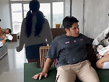 Boss and nanny fucks while cuckold wife is not home!