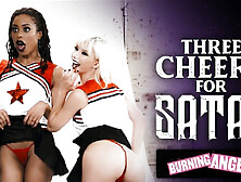 Cheerleaders Kenzie & Kira Get Destroyed By The Football Team Leader