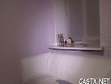 Elegant brunette girlie abby cross chokes on a donga